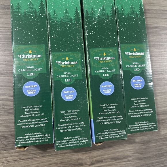 The Christmas Tree Shop LED Battery Operated Candle Lights White Black Base 4pk - Picture 4 of 4